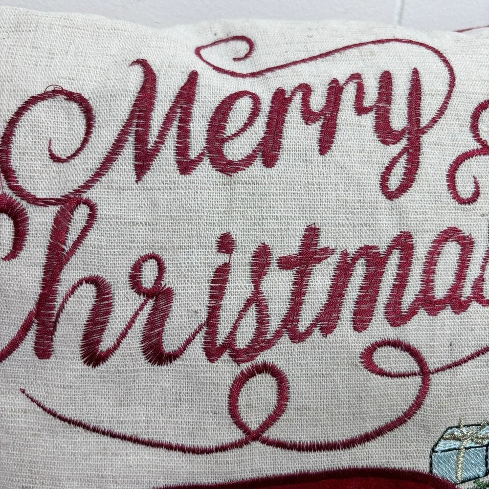 NEW Christmas Throw Pillow Red Little Merry Christmas Truck by‎ Secret Celebrity